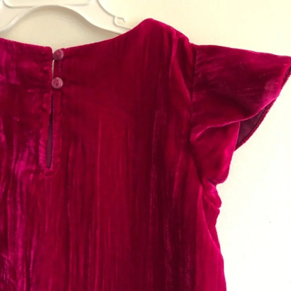 GYMBOREE Deep Pink Flutter Sleeve Velour Dress Girls 4